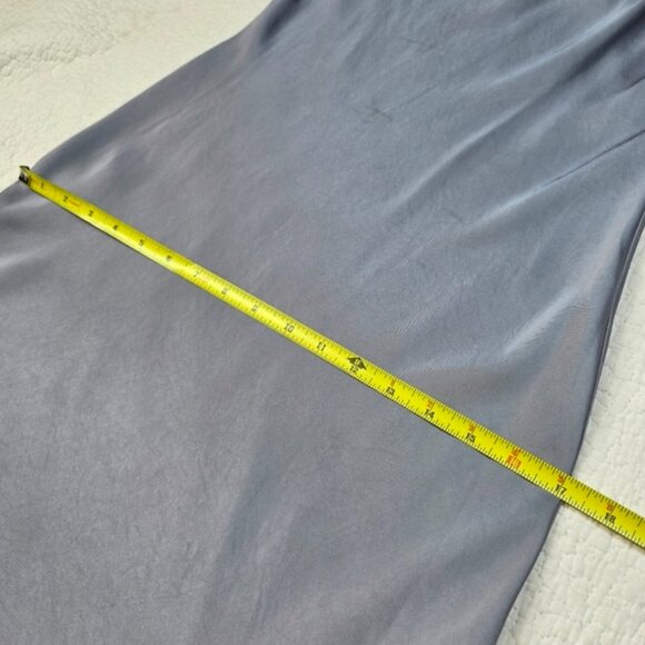 Express Elegant Gray Satin Cowl Neck Spaghetti Strap Midi Dress - Picture 6 of 10